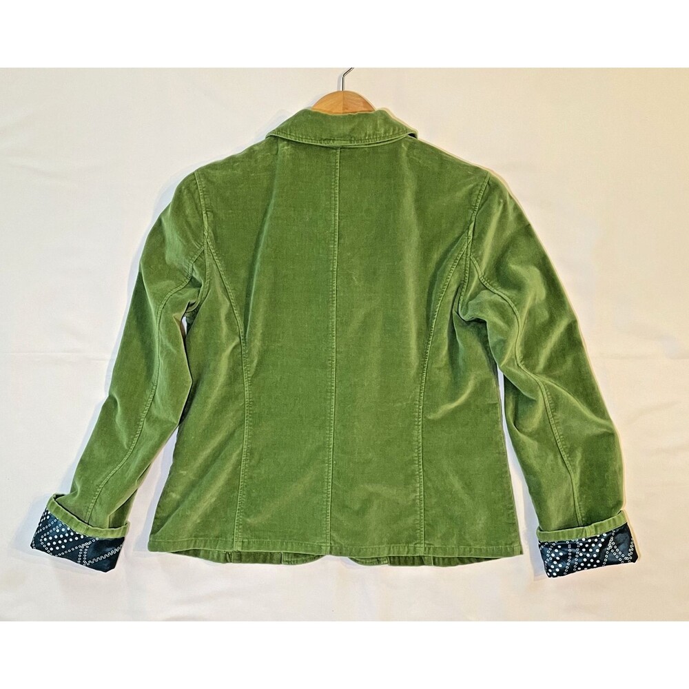 Sundance Blazer Women's 8 Jacket Green Velvet Velveteen Short 3 Front Button - Picture 3 of 8